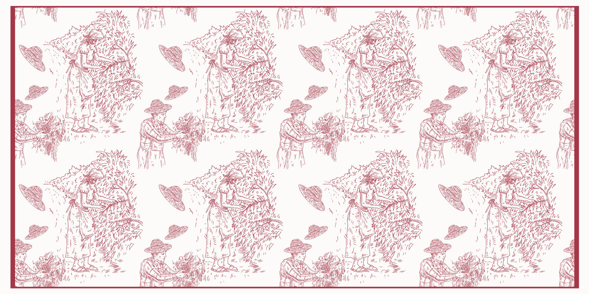 Pastoral Scene Toile Pattern vintage vinylteppe - Tenstickers