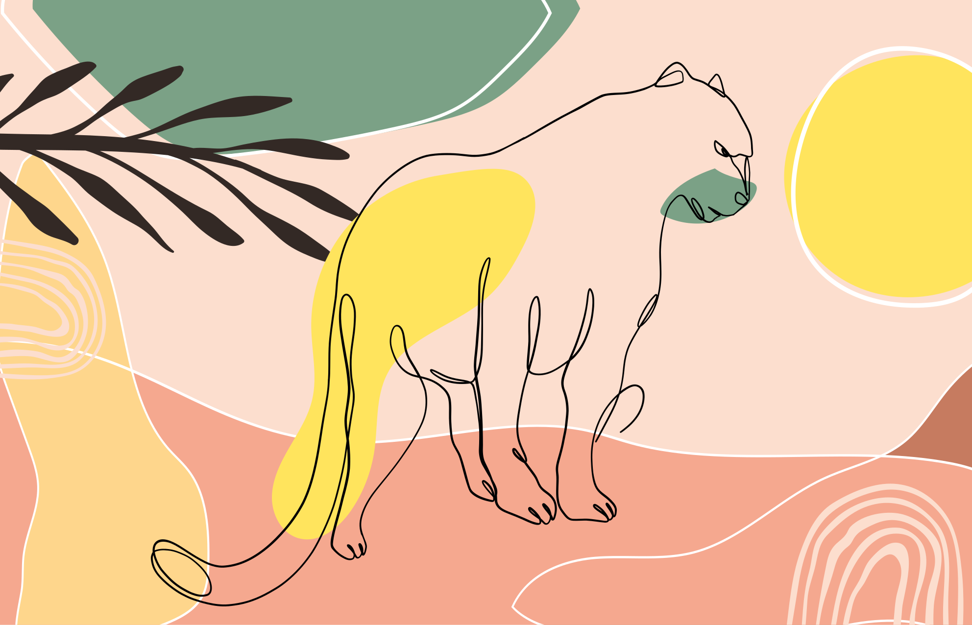 Håndtegnet panter dyr vinylteppe - Tenstickers