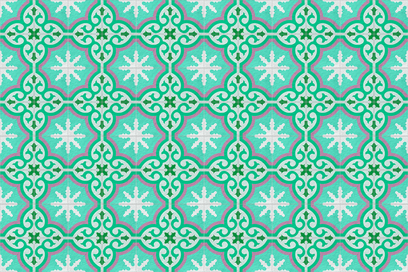 Grønn hydraulisk flis vintage vinylteppe - Tenstickers