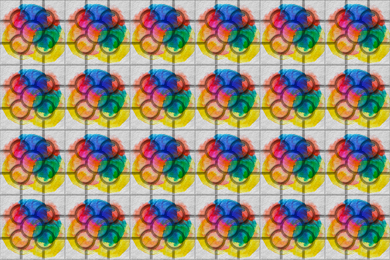 Fargerike Bilbao gatefliser vintage vinylteppe - Tenstickers