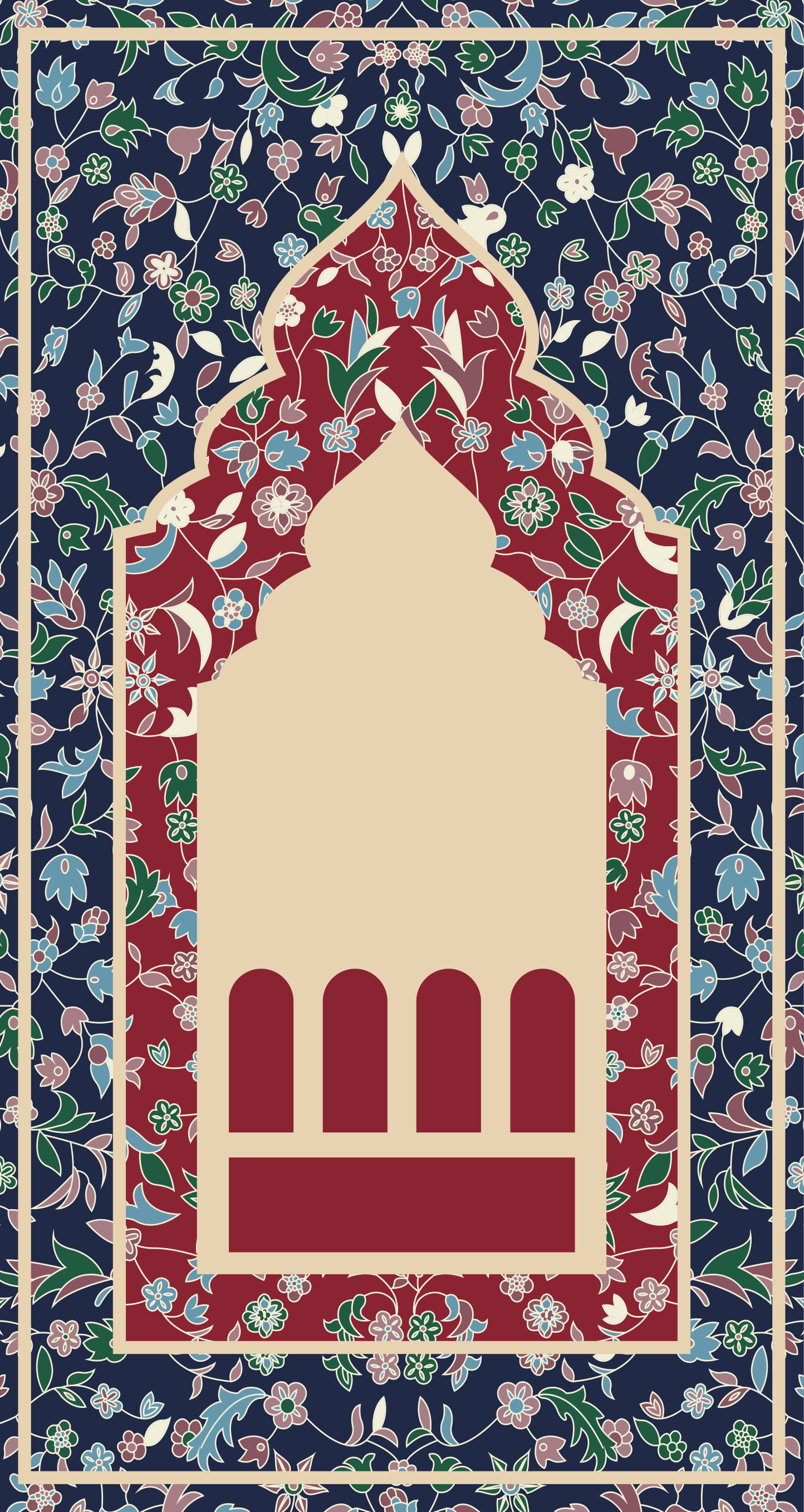 Blomst mønster persisk stye rektangulære vinylteppe - Tenstickers