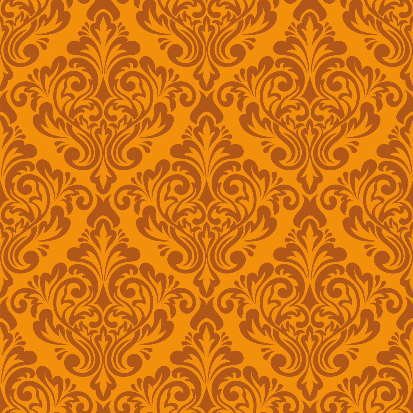 Vintage damask oransje vinyltepper - Tenstickers