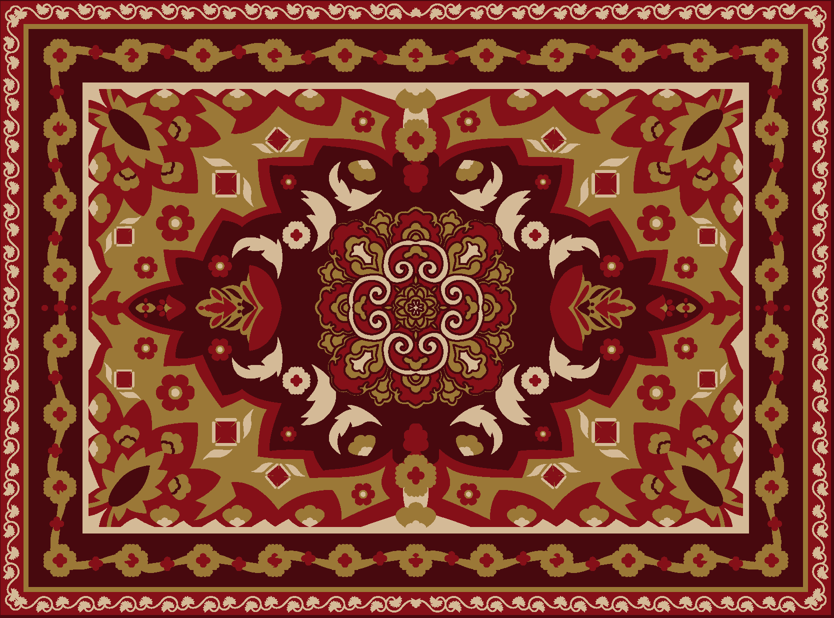 Floral geometrisk vintage design spiseroms vinylteppe - Tenstickers