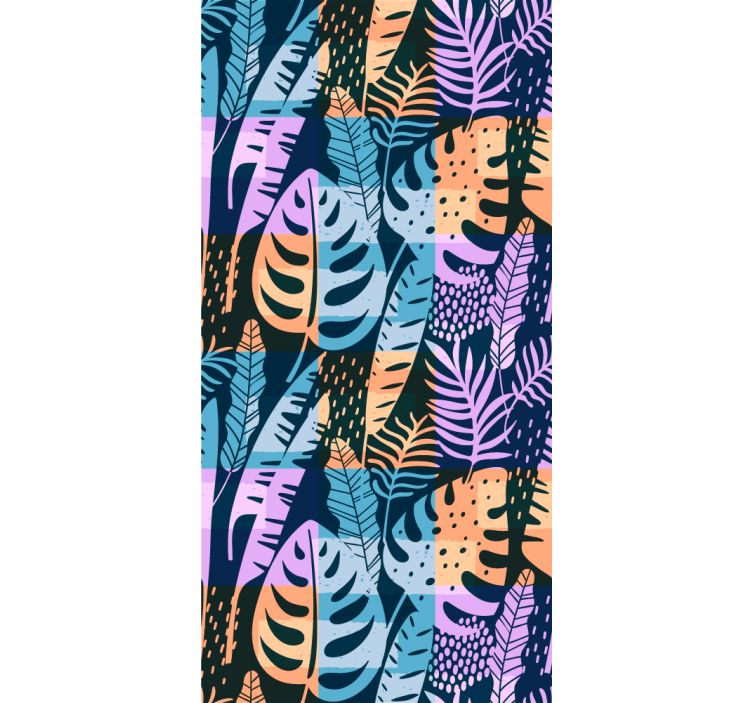 Tropisk farget kunst tapet grønne blader - Tenstickers