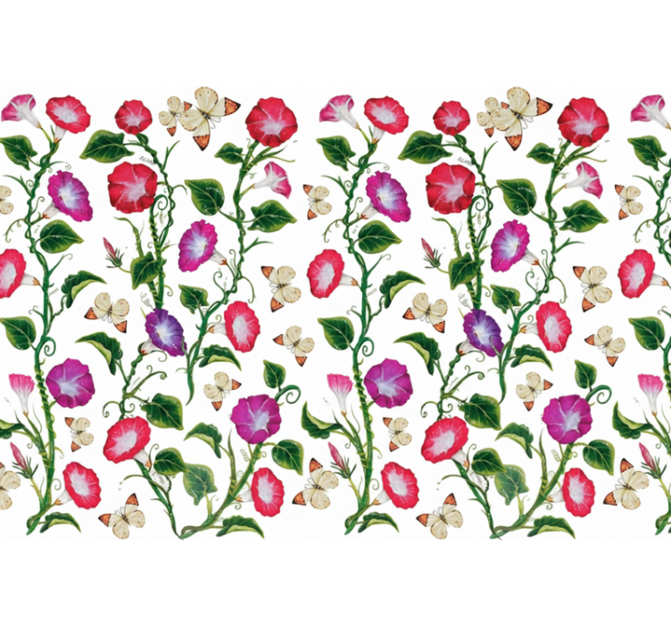 Tapet blomster rosa og lilla trompetblomster - Tenstickers