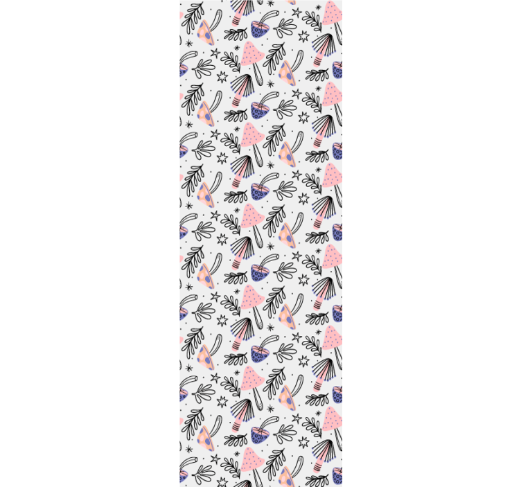 Tapet natur med klassiske sopp og blomster - Tenstickers