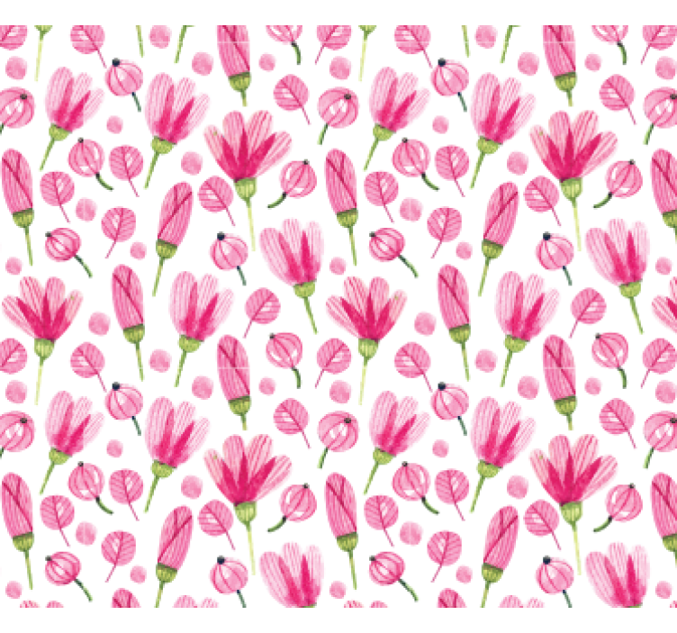 Tapet stue rosa blomster mønster - Tenstickers