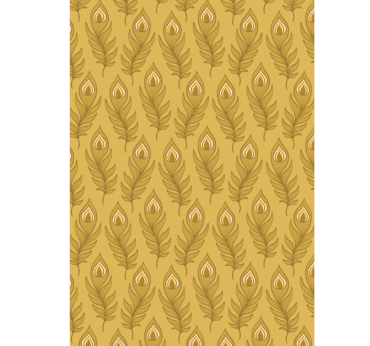 Tapet dyr blå blomstret kalkun med to gyldne blomster - Tenstickers