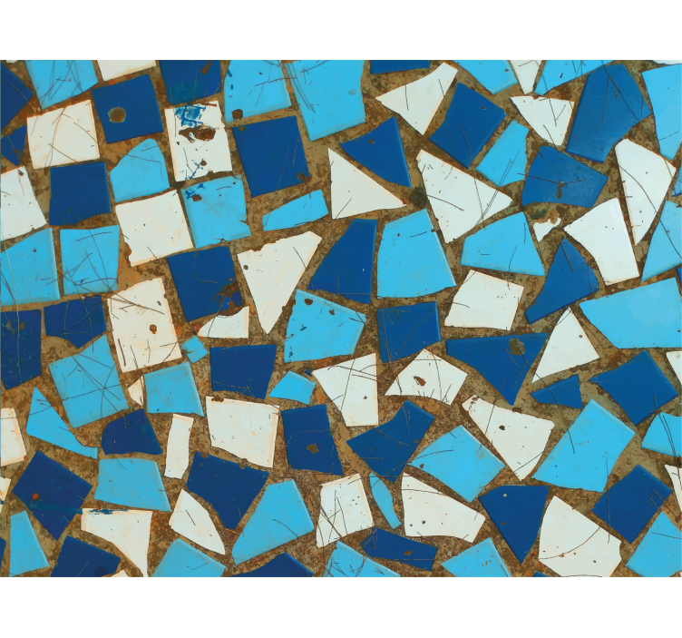 Geometrisk blå mosaikkmønster tapet korridor - Tenstickers