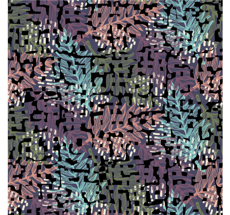 Tapet natur med bladaktig fargerikt mønster - Tenstickers