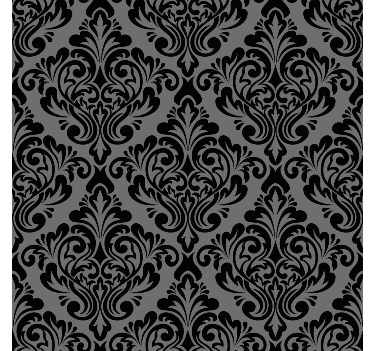 Tapet klassisk vintage svart damask - Tenstickers