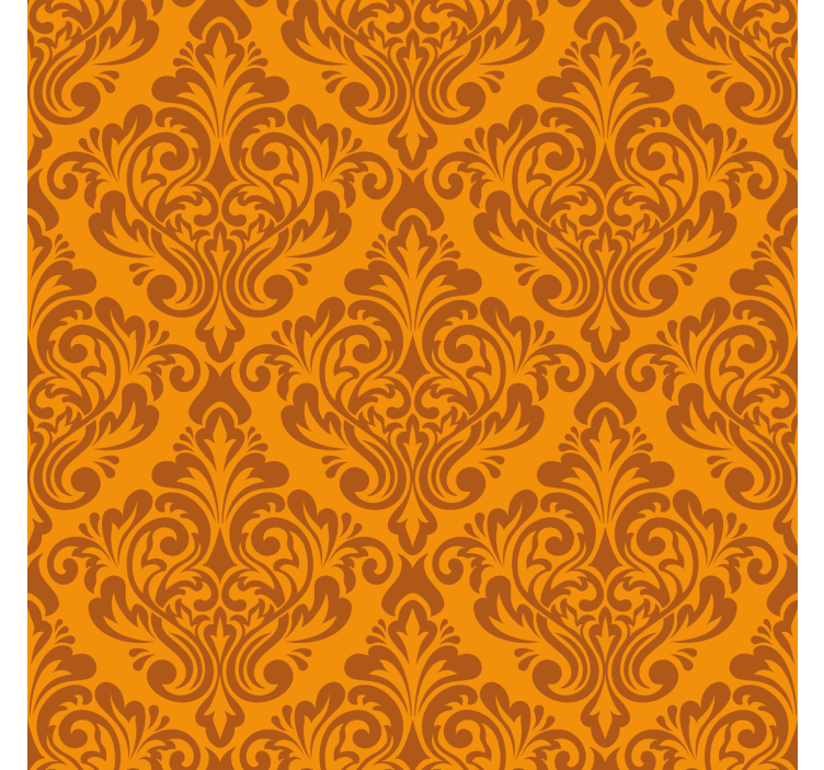 Tapet klassisk vintage oransje damask - Tenstickers