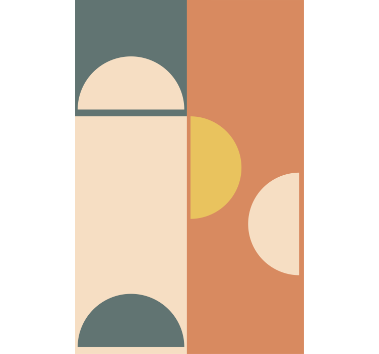 Tapet moderne geometrisk kunst med halvsirkler og rektangler - Tenstickers
