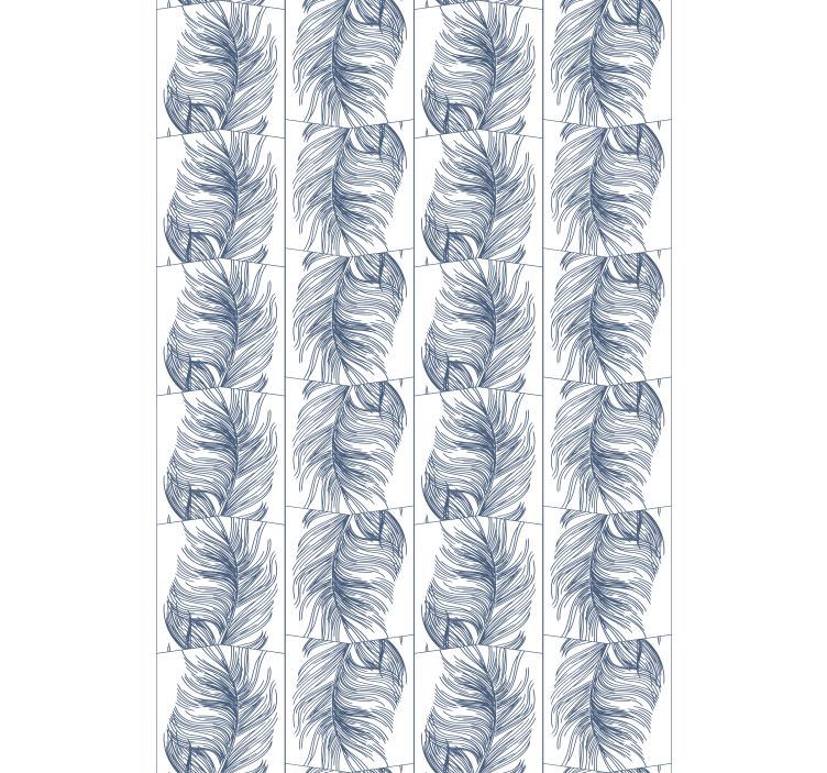 Moderne tapet med blå fjær i hampton-stil - Tenstickers