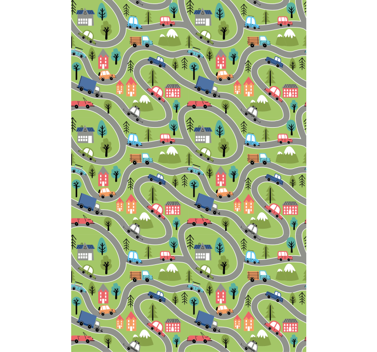 Tapet barn fargerike kjøretøyveier - Tenstickers