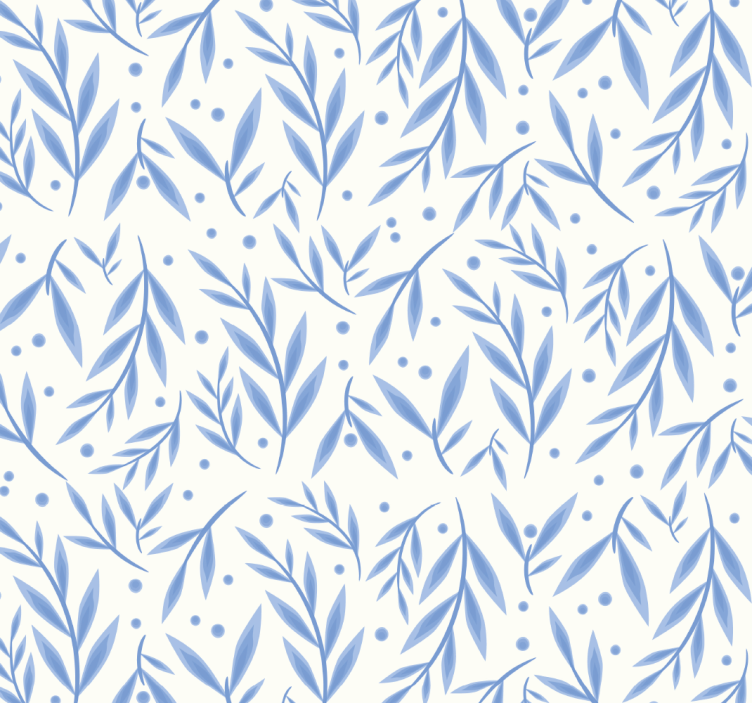 Blå og hvit mønster tapet bad - Tenstickers