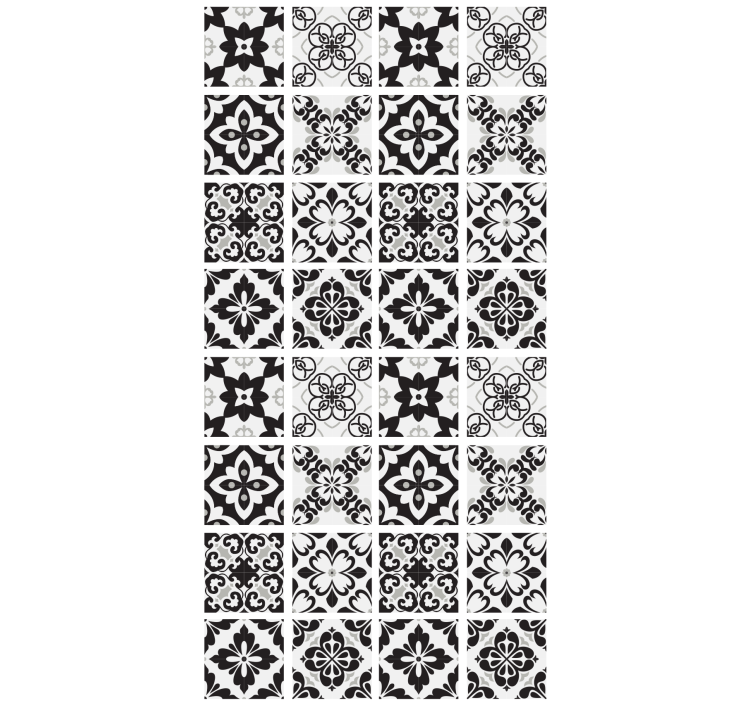 Tapet kjøkken svart og hvite fliser - Tenstickers