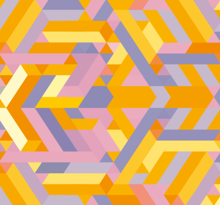 Tapet bad med overlappende geometriske mønstre - Tenstickers