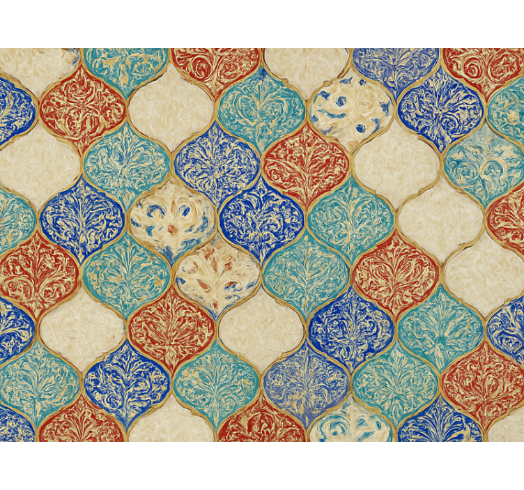 Tapet stue fargerikt marokkansk mønster - Tenstickers