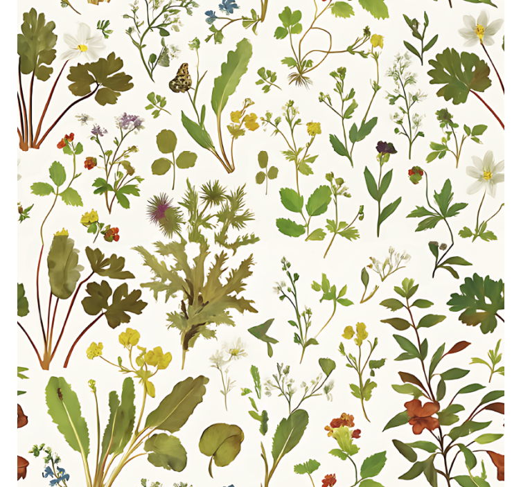 Tapet gift botanisk design med hvit bakgrunn - Tenstickers