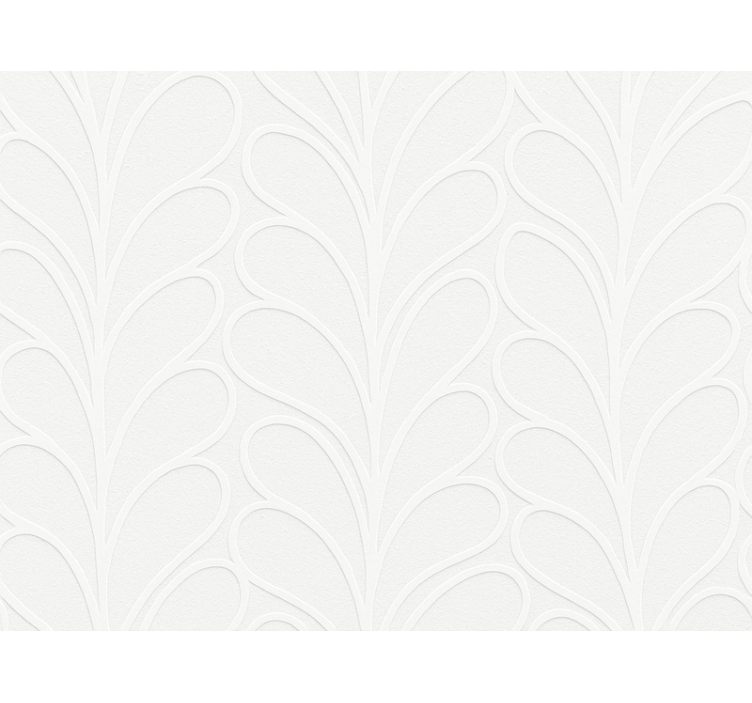 Tapet stue 3d hvit bladtekstur - Tenstickers