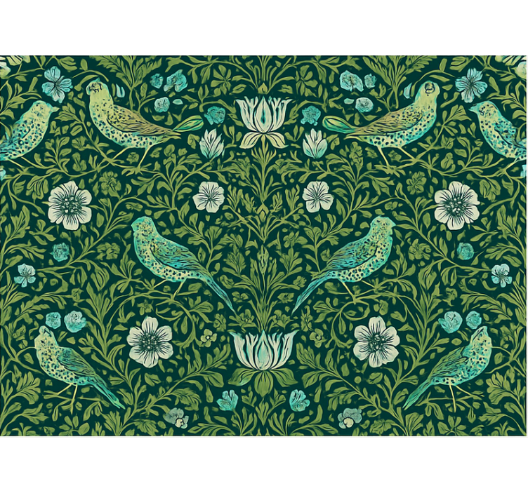 Tapet gift med dekorative blomster og fugler - Tenstickers