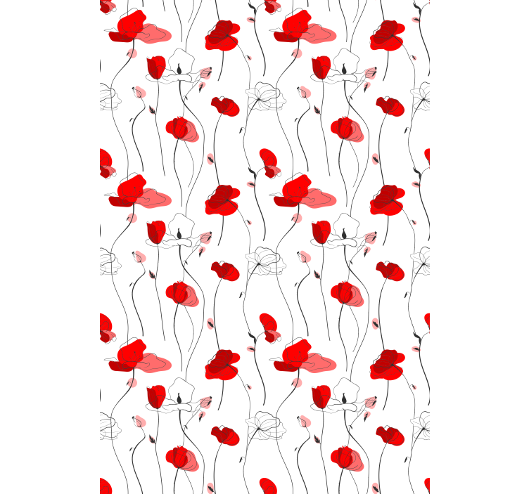 Tapet blomster poppy tegning - Tenstickers