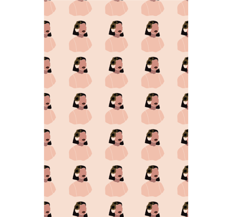 Tapet blomster nydelig kvinne med solblomstansikt - Tenstickers