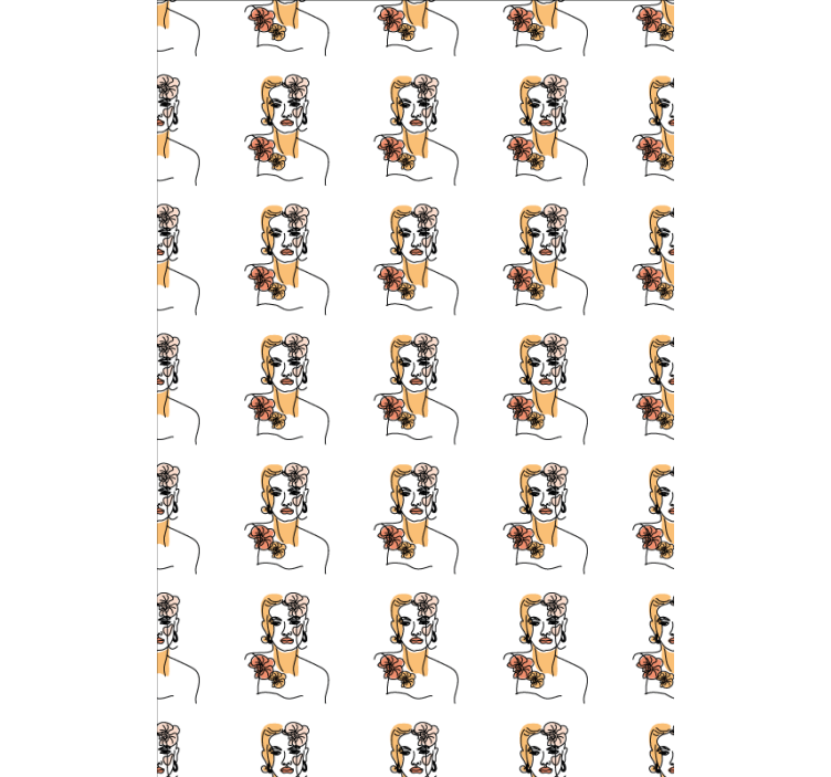 Tapet blomste minimalistisk ansikt med orkidéer - Tenstickers