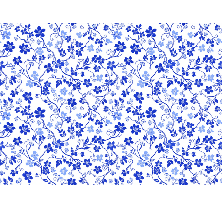 Tapet blomster blå kirsebærblomst - Tenstickers