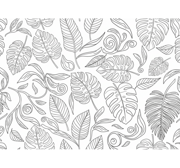 Moderne tapet botanisk svart og hvitt - Tenstickers