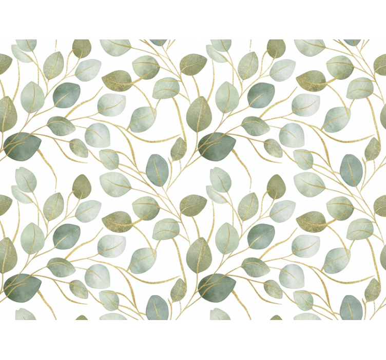 Tapet grønne blader eucalyptus gullskimmer - Tenstickers