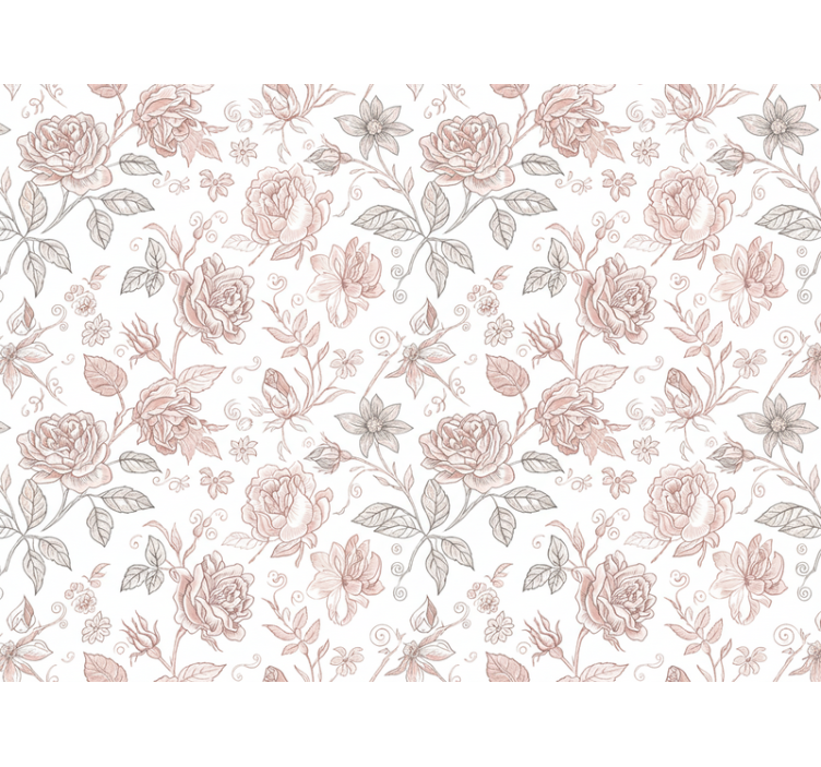 Tapet blomster vintage rosemotiv - Tenstickers