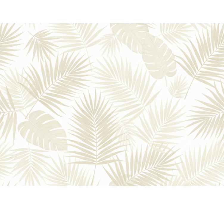 Tapet blomster palmeblader i krem - Tenstickers