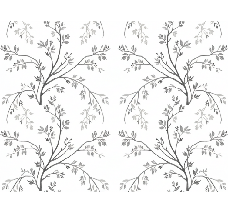 Tapet blomster grå myke grener - Tenstickers