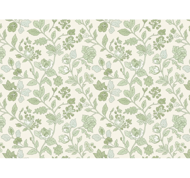 Tapet stein kremgrønn blomstret - Tenstickers