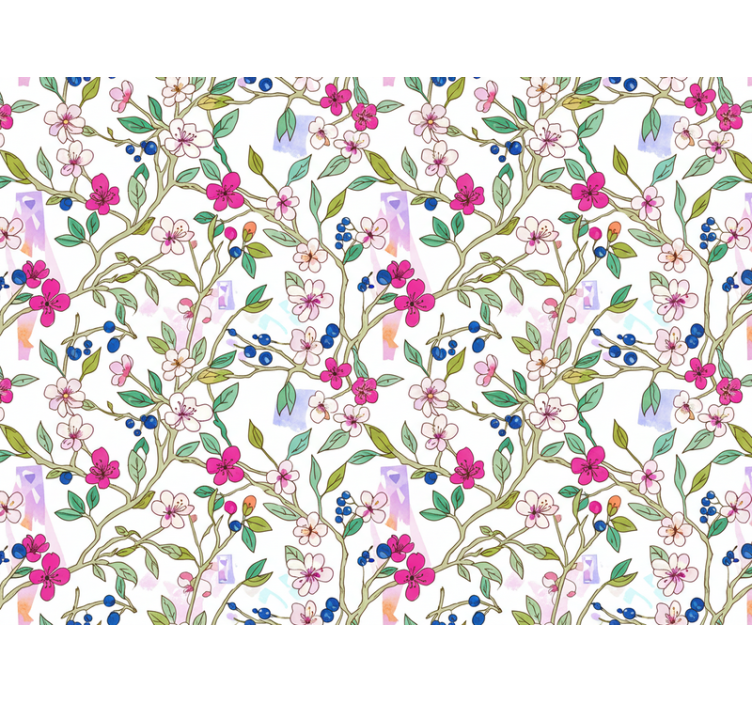 Tapet blomster fargerike blomstrende grener - Tenstickers