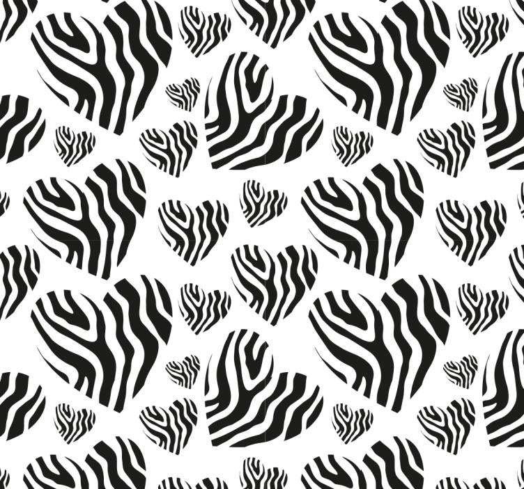 Sebra animal print hjerte utskrift tapet - Tenstickers