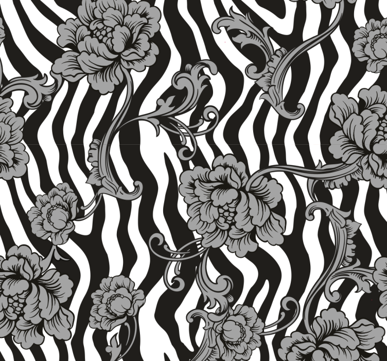 Zebra Stripe Floral Fusion Sebra tapet - Tenstickers