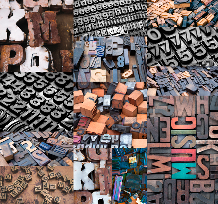 Vintage bokstaver tapet - Tenstickers