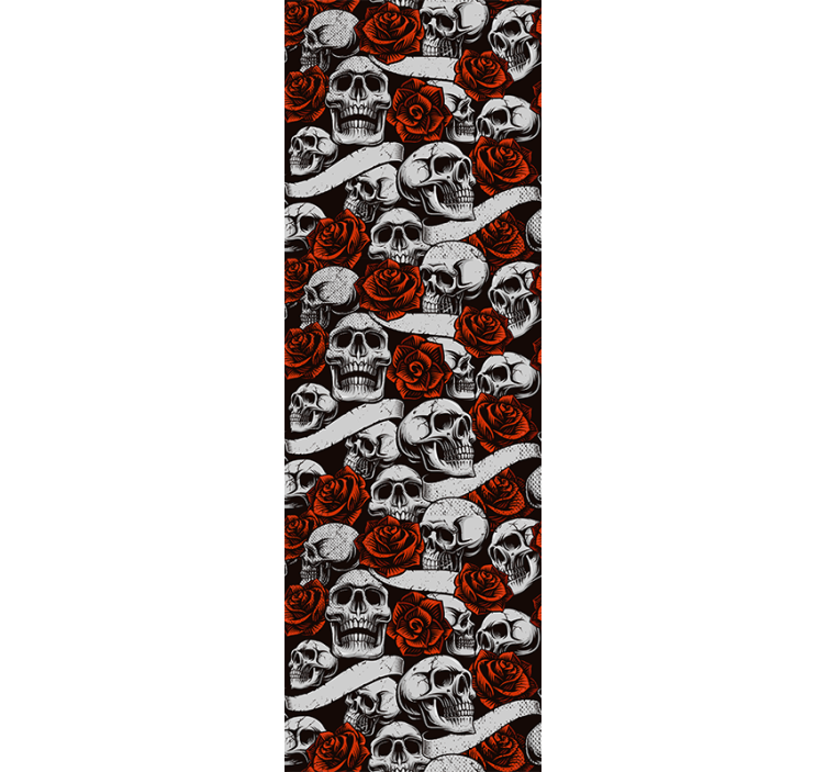 Gotiske hodeskaller med blomster tapet kunst - Tenstickers