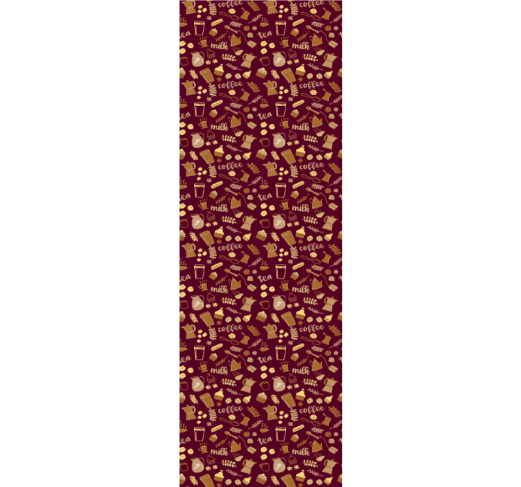 Kaffe tekst og ikon mønster kjøkken tapet - Tenstickers