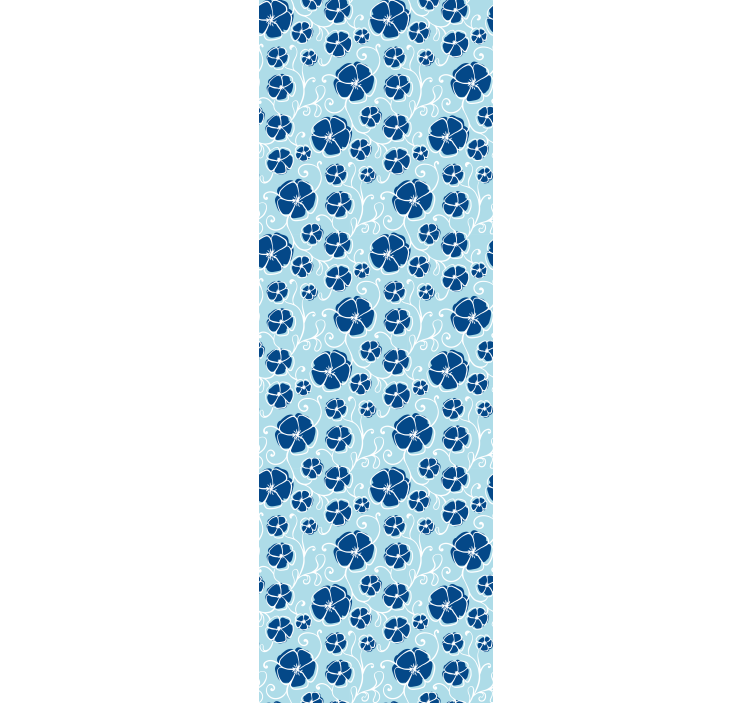 Blå blomsterfliser tapet blomste - Tenstickers