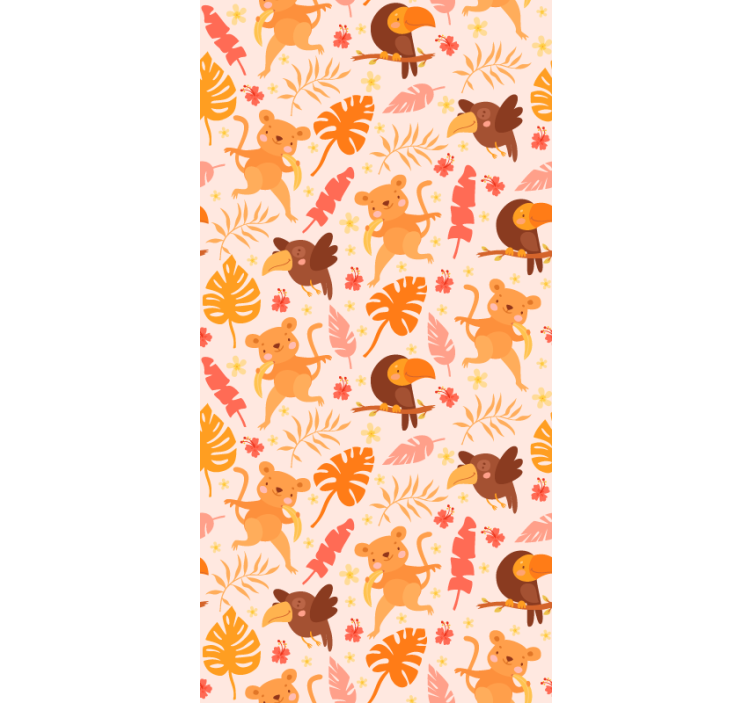 Fugler aper og planter jungel tapet - Tenstickers