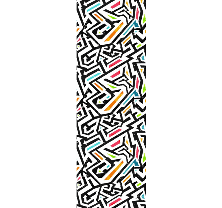 Svart og hvitt med fargepatch tapet kunst - Tenstickers