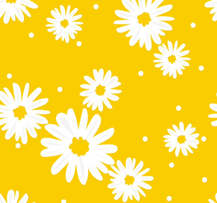Tusenfryd blomster på gul blomst tapet - Tenstickers