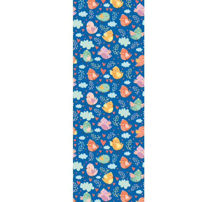 Søt, flygende fugler, karikatur tapet moderne - Tenstickers