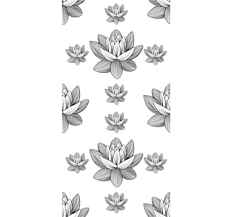 Svart og hvit lotus tapet blomster - Tenstickers