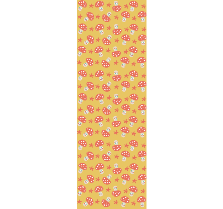 Klassisk sopp med ansikt på gul bakgrunn tapet blomster - Tenstickers