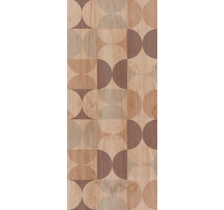 Brunt geometrisk tremønster tapet stue - Tenstickers